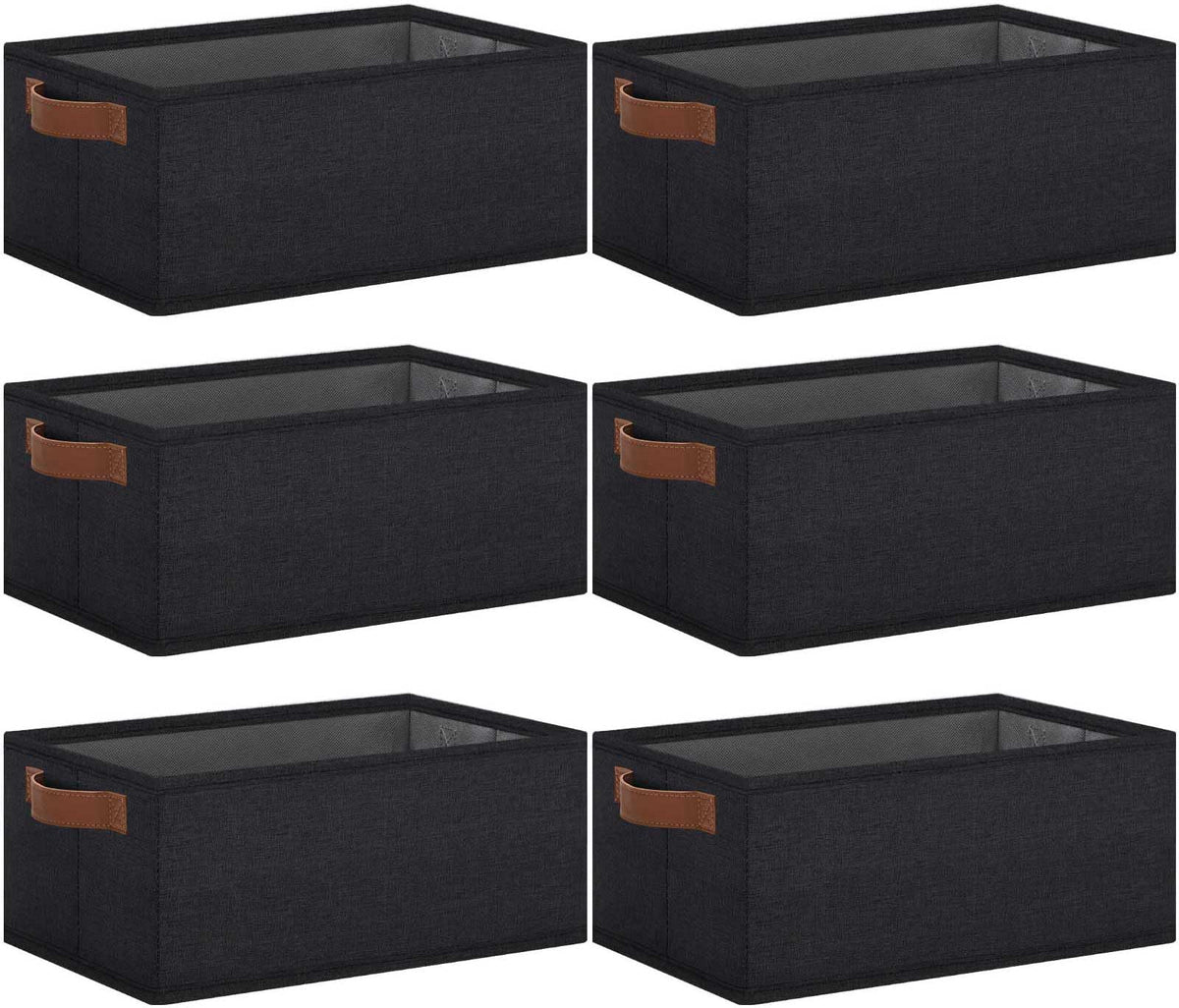 GhvyenntteS Small Fabric Storage Bins with Handles 6 Pack, 11.8" x 7.87" x 5.11" Storage Baskets for Shelves, Baskets for Organizing Clothes Underwear Socks Hats DVDs (Grey/White)