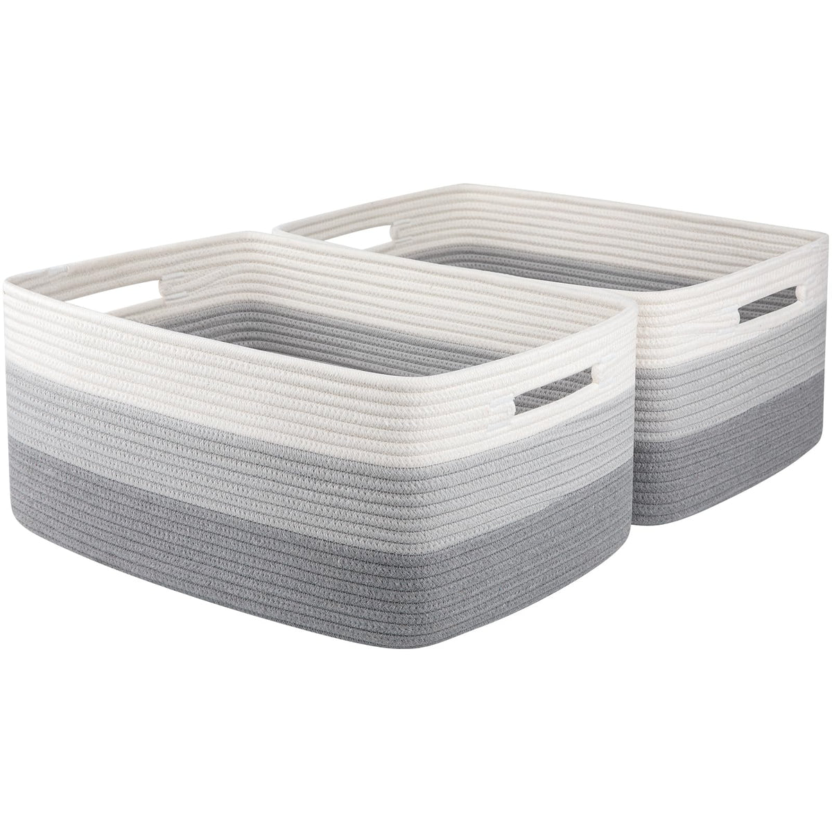 OIASKET Large Storage Basket for Organizing, Woven Rope Basket for Shelves, Closet Organizer Bins for Clothes, Blanket, Toys, Baby Nursery Storage, 17.7" x 13" x 7.87", 2 Packs Gradient Yellow