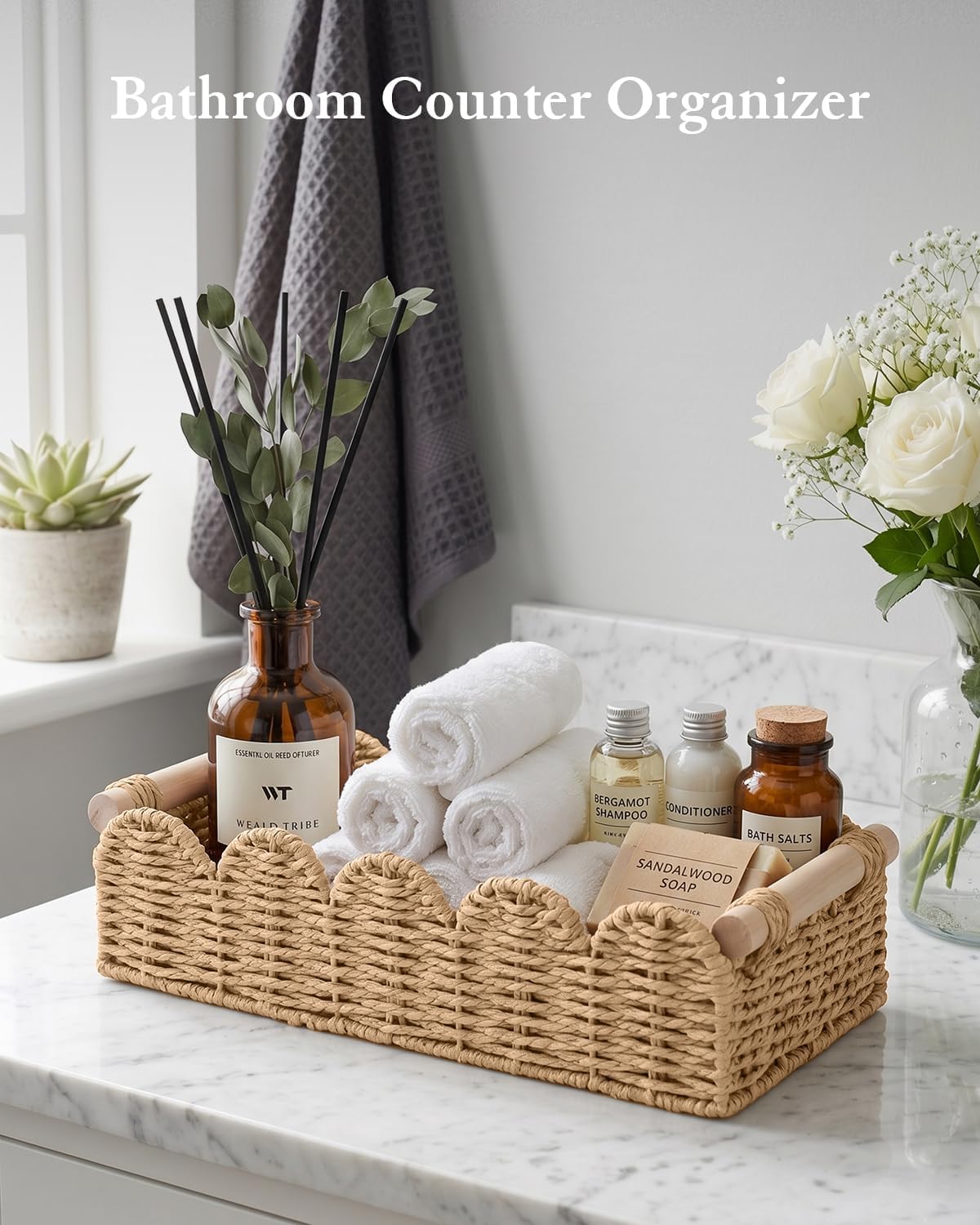 Toilet Paper Storage Basket for Toilet Tank, Bathroom Organizer