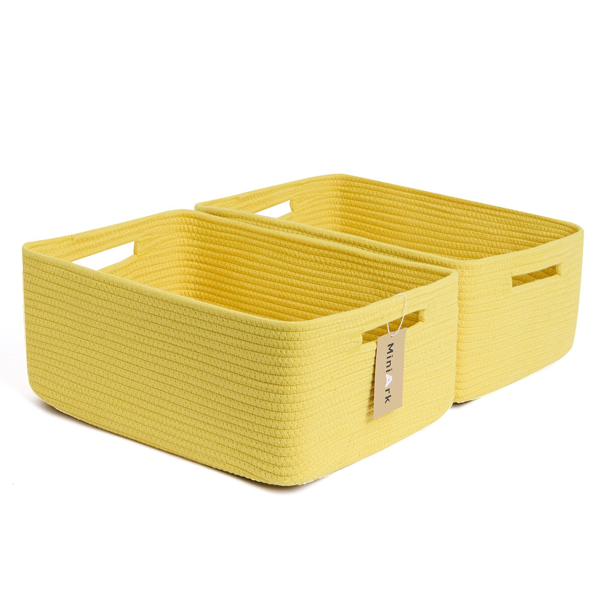 MiniArk Large Storage Baskets for Organizing, 17 x 13 x 7.5” Closet Shelf Baskets for Clothes Blanket Towels, Baby Nursery, Toy Bins Box, Woven Rope Baskets, 4 Packs Mixed Brown