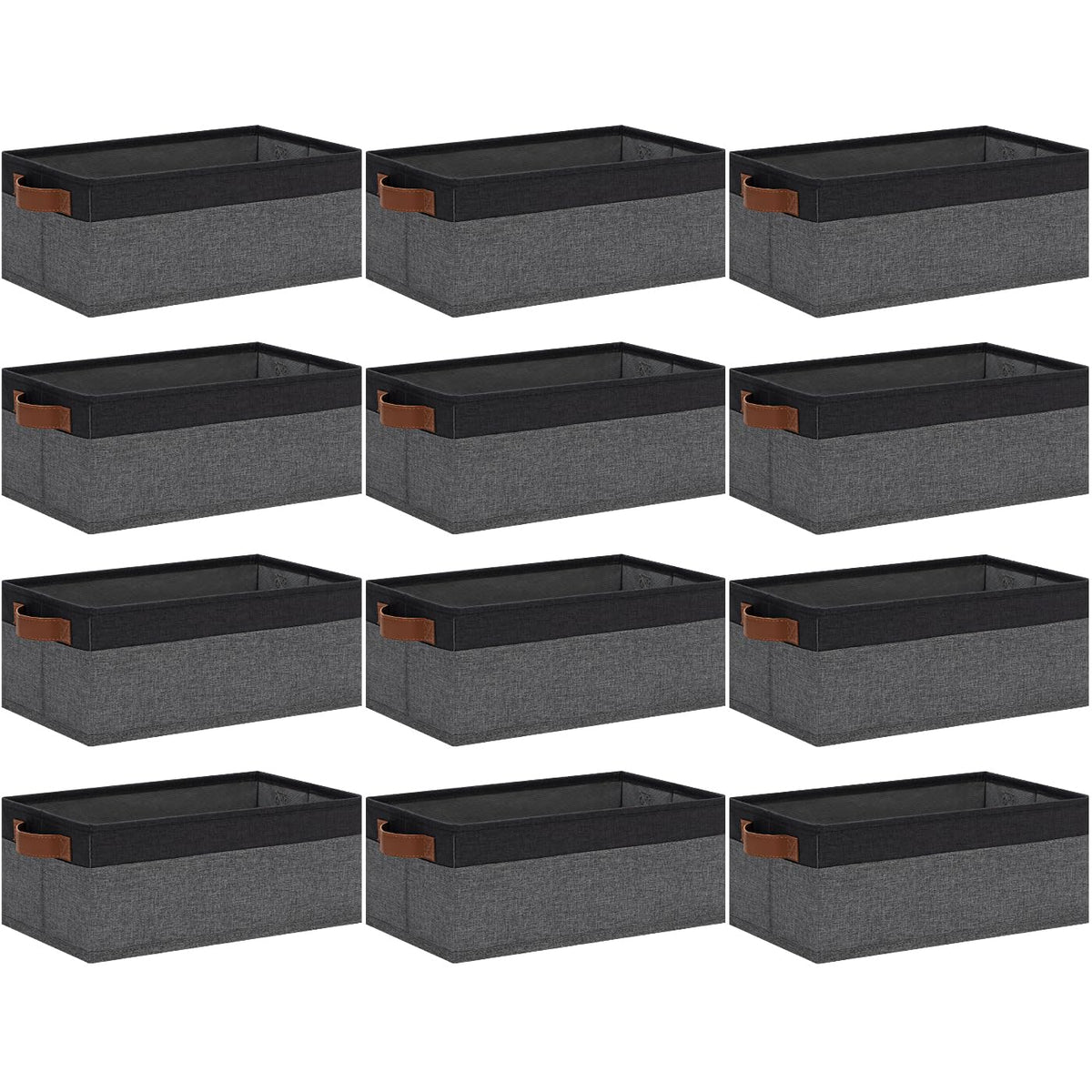 GhvyenntteS Small Fabric Storage Bins with Handles 6 Pack, 11.8" x 7.87" x 5.11" Storage Baskets for Shelves, Baskets for Organizing Clothes Underwear Socks Hats DVDs (Grey/White)