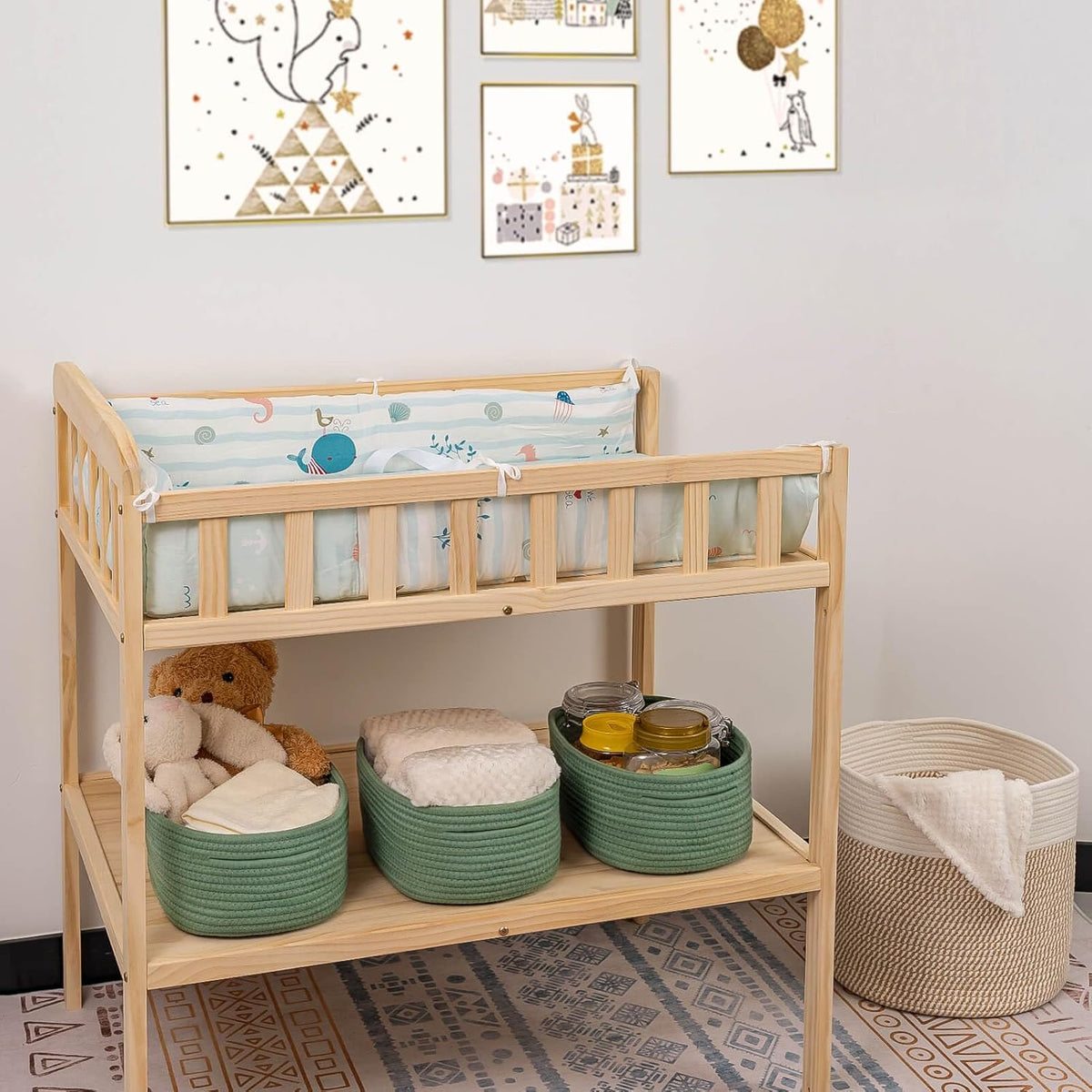 CubesLand Cube Shelf Closet Storage Rope Cotton Baskets Bins Set 2