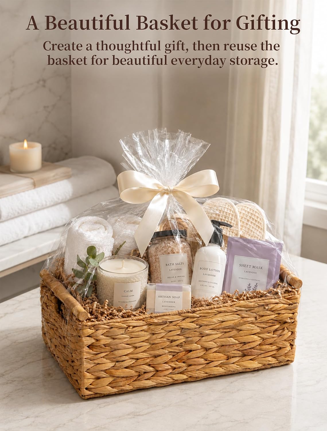 Wicker Basket, Large Basket for Gift Baskets Empty, 15.4x11x6.3in