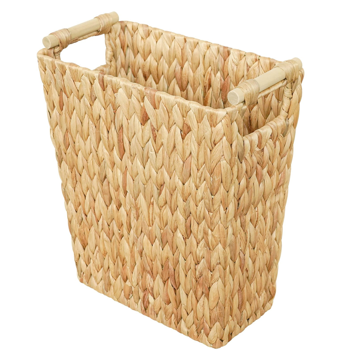 Coeusy Wicker Trash Can,Small Bathroom Trash Can,Water Hyacinth Wicker Waste Basket for Bathroom,Boho Waste Basket for Bedroom,Home Office,Compact Spaces(2 Gallon Round)