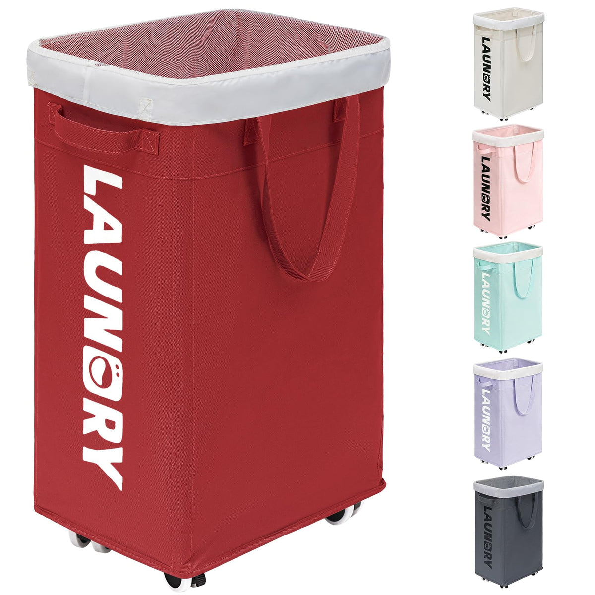 Goodpick 75L Laudnry Basket with Wheels & Removable Wash Bag for Dorm