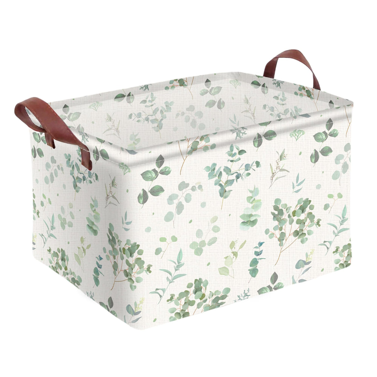 Sage Green Storage Basket Waterproof Canvas Toy Storage Bin Home Decor Collapsible Outdoor Basket with Leather Handles Sage Green Blanket Baskets For Closets,Bedrooms,Gifts Baskets