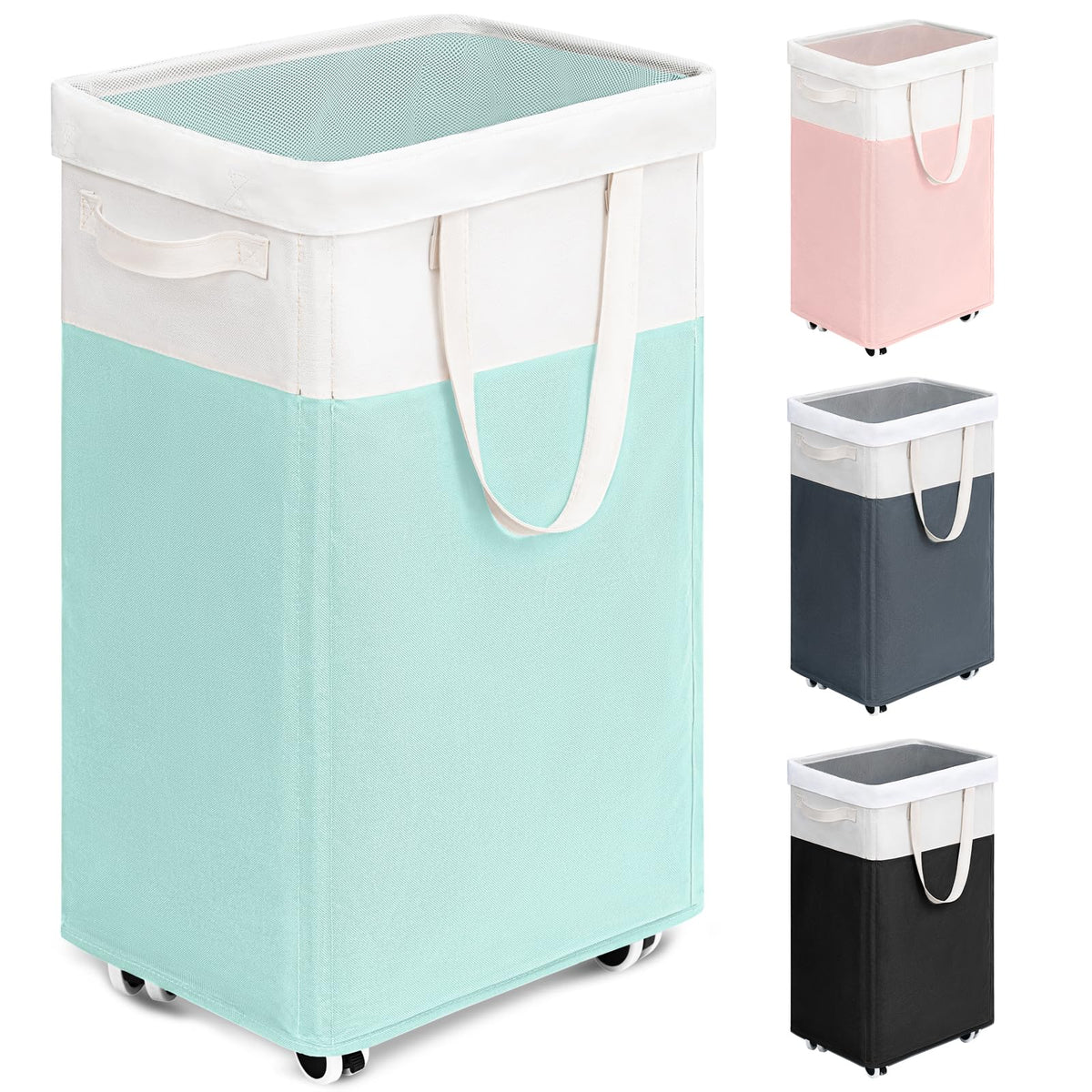 Goodpick 75L Laudnry Basket with Wheels & Removable Wash Bag for Dorm