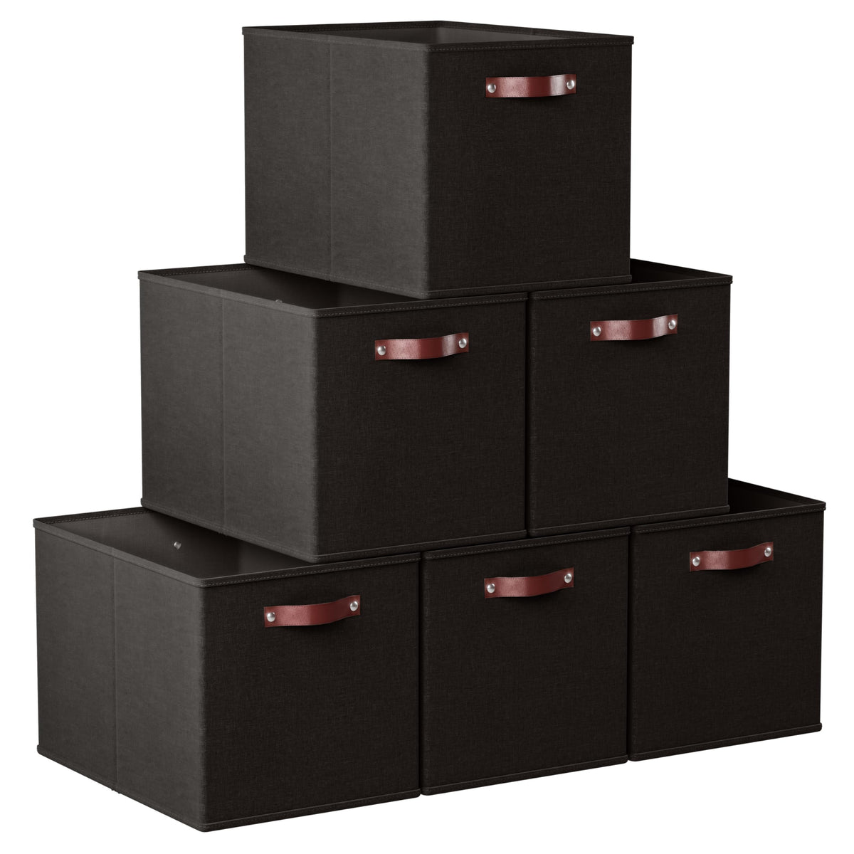 Ornavo Home 13x13 Foldable Fabric Storage Cube Bins, 6 Pack, Beige