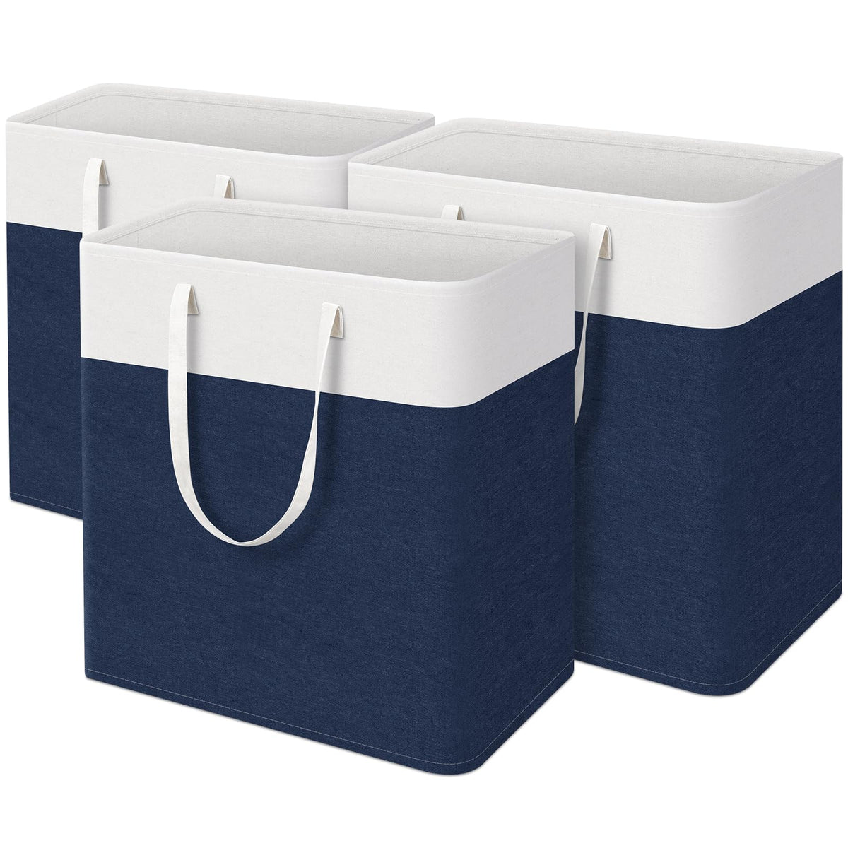 TasticTotes Laundry Basket 3-Pack, Laundry Hamper, 75L-Grey