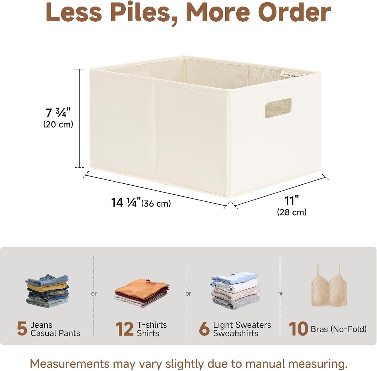 StorageWorks Fabric Storage Bins for Shelves, Large, 4-Pack, Ivory