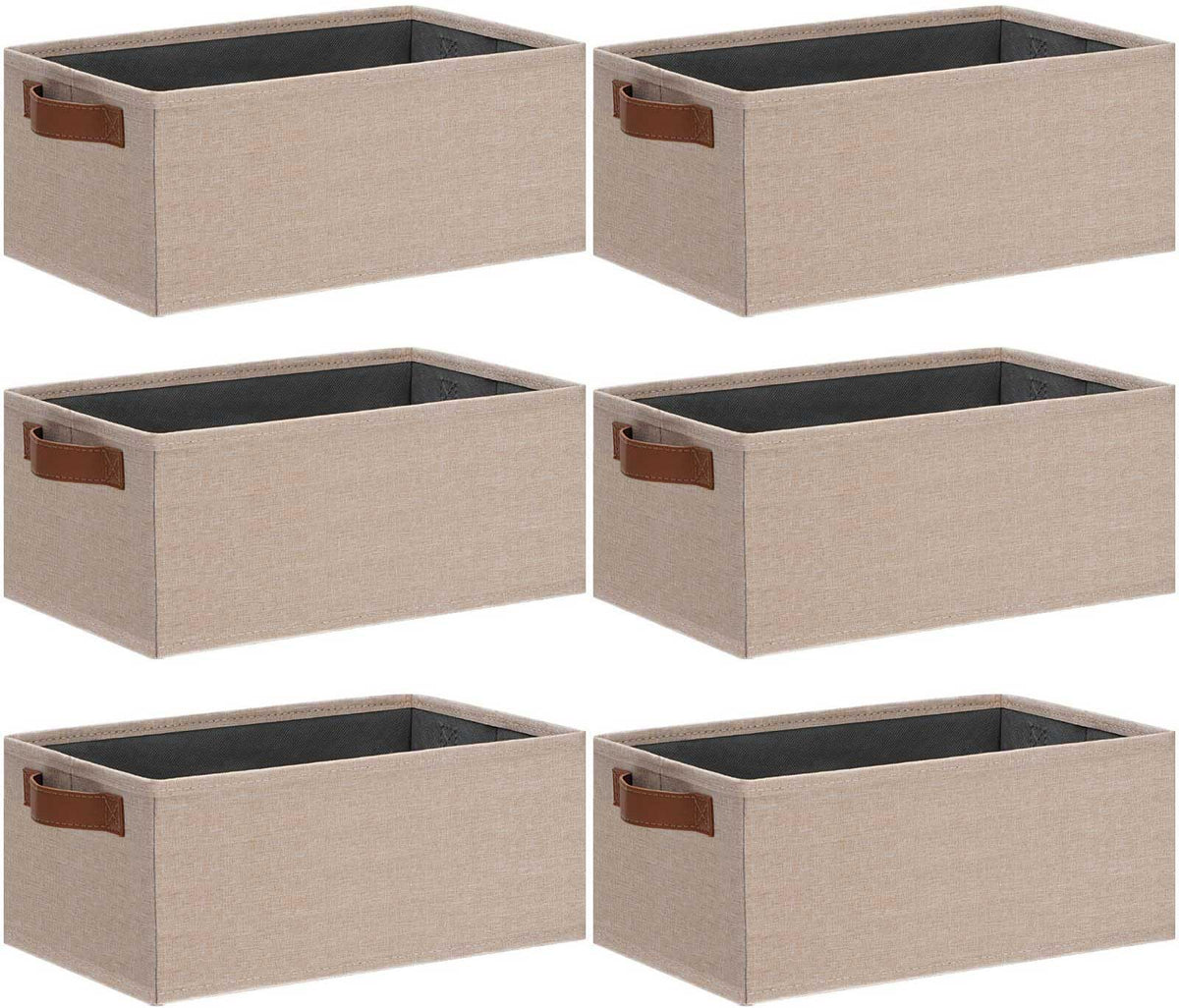 GhvyenntteS Small Fabric Storage Bins with Handles 6 Pack, 11.8" x 7.87" x 5.11" Storage Baskets for Shelves, Baskets for Organizing Clothes Underwear Socks Hats DVDs (Grey/White)