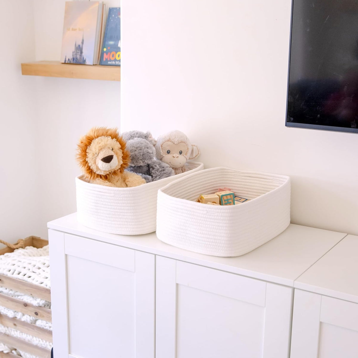 Woven Rope Baskets for Organizing, 3 Pack, 15.5 x 11 x 5.5" Storage Bins