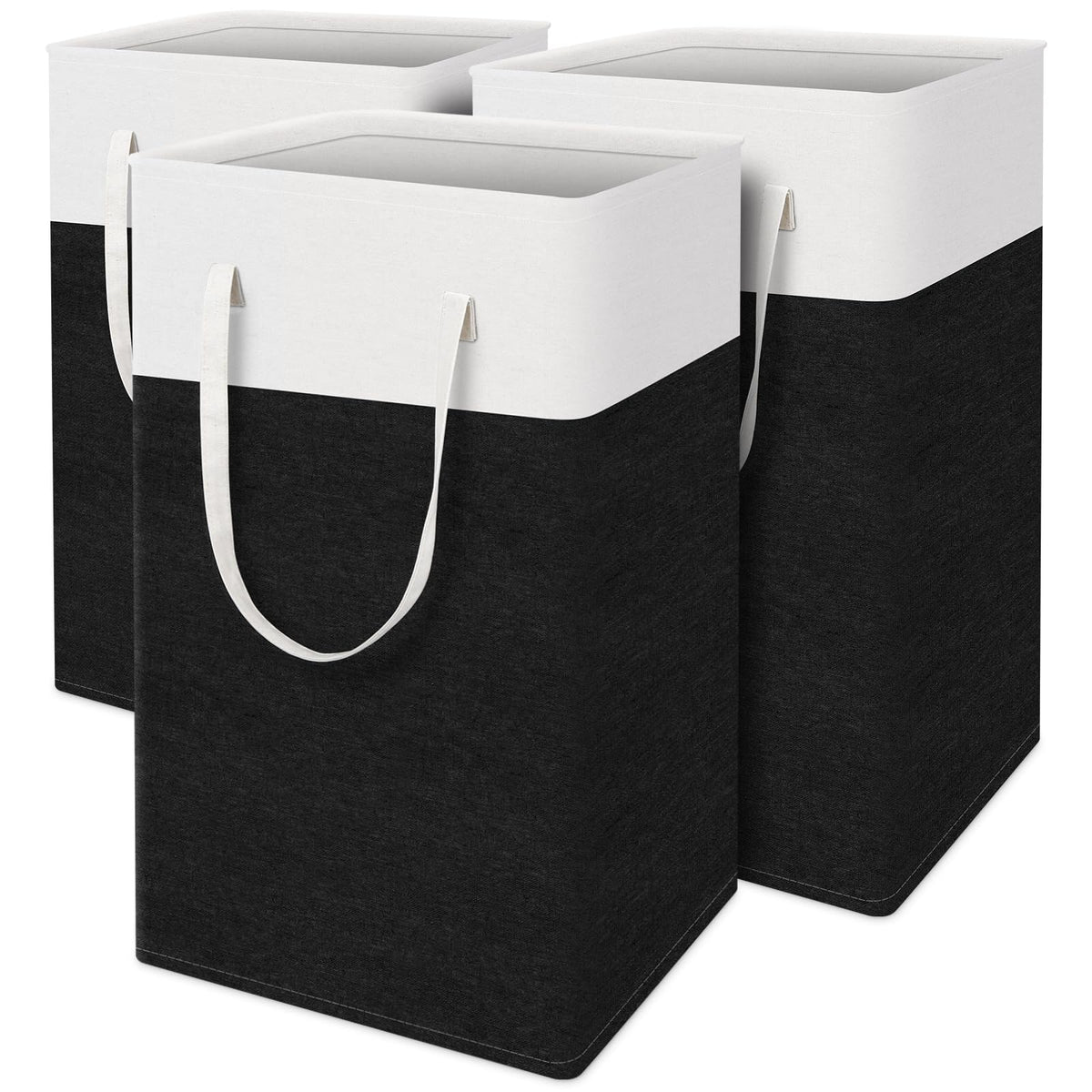 TasticTotes Laundry Basket 3-Pack, Laundry Hamper, 75L-Grey