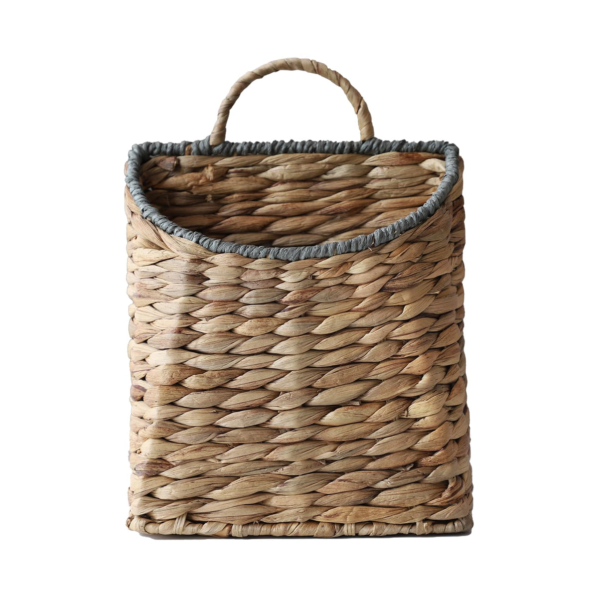 GYASVWU Woven Hanging Basket Water Hyacinth Hanging Wall Basket Wicker Handmade Baskets for Garden Farmhouse Home (Seagrass mouth)