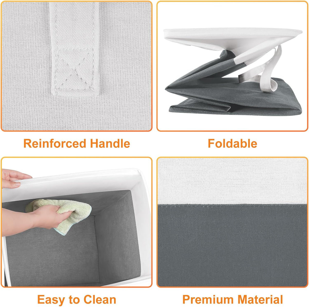 TasticTotes Laundry Basket 3-Pack, Laundry Hamper, 75L-Grey