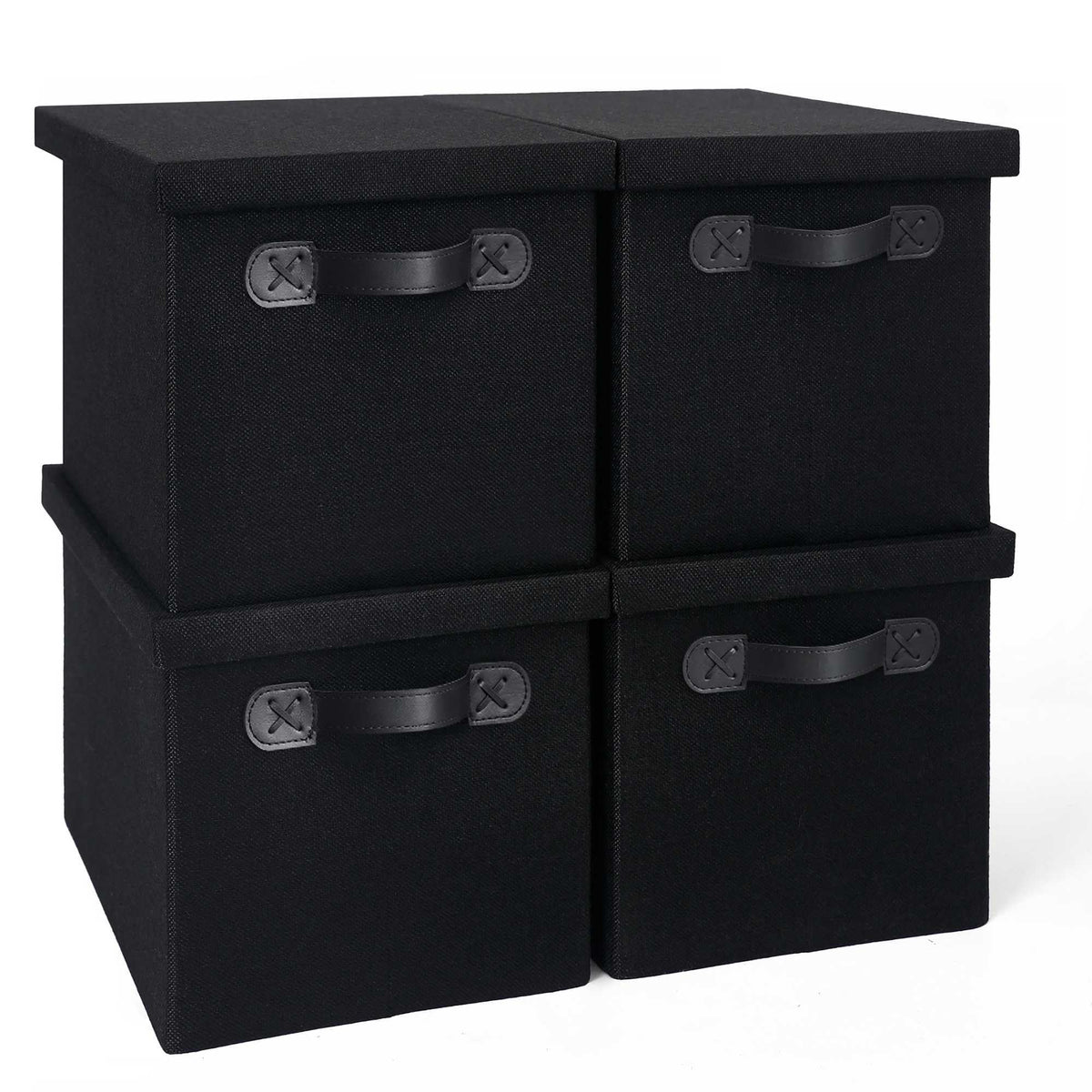 Heavy Duty Fabric Storage Bins with Lids, Collapsible Organizer Baskets