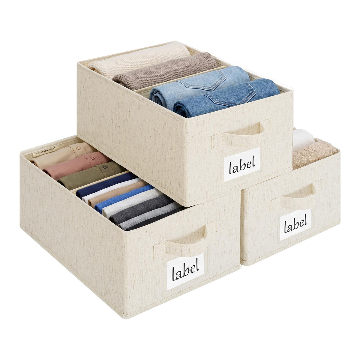 StorageWorks Closet Shelf Organizer Bins with Divider, 9¾"Lx16"Wx6¾"H