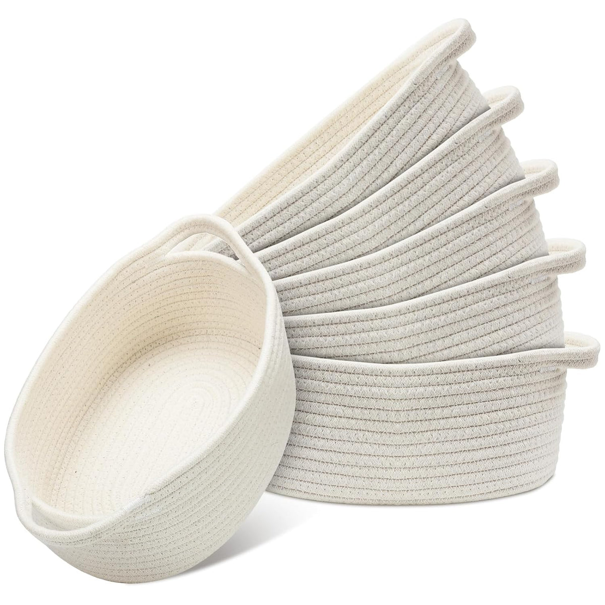 6 Pcs Small Woven Basket 12 x 8 x 5" Empty Gifts, White