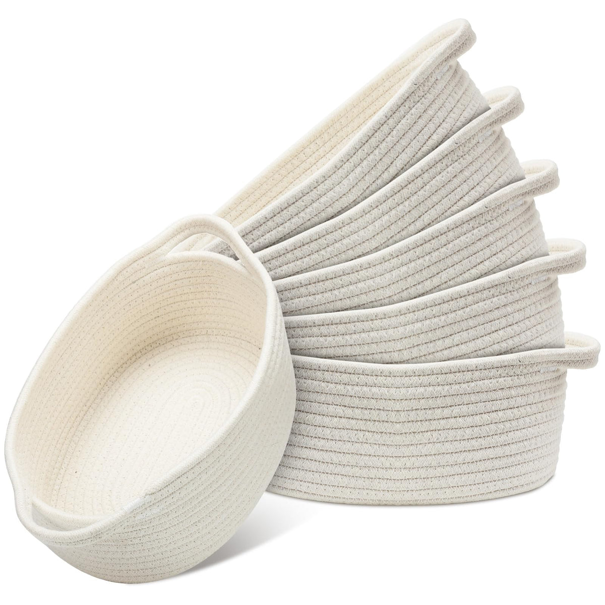 6 Pcs Small Woven Basket 12 x 8 x 5" Empty Gifts, White