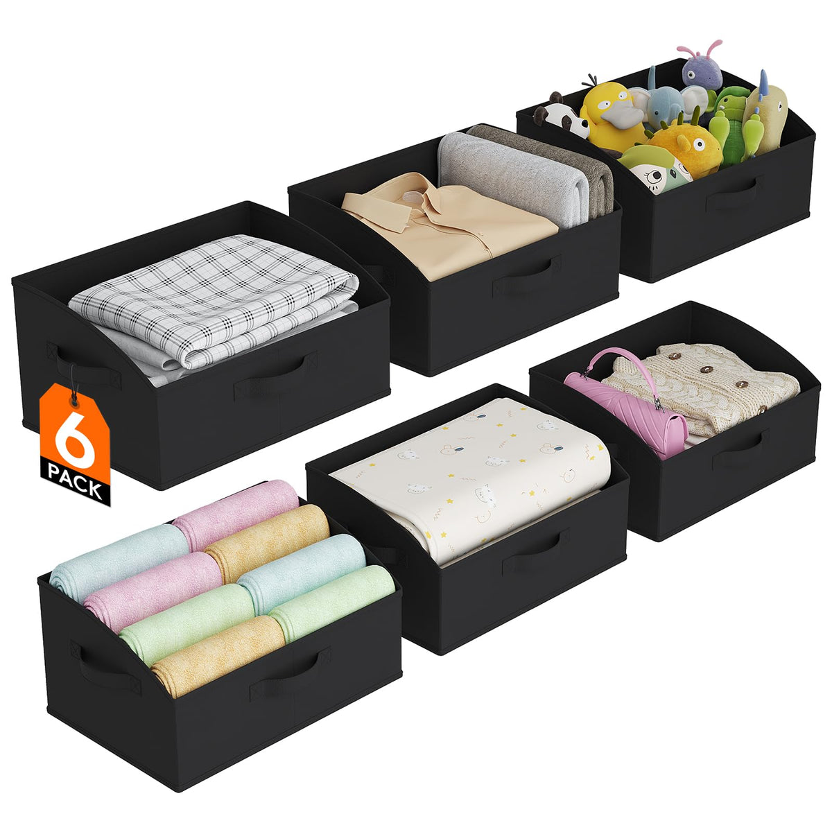 Lifewit Trapezoid Closet Storage Bin for Shelf, 6 Packs 23L, Light Gray
