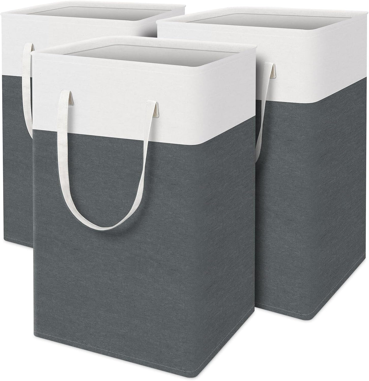 TasticTotes Laundry Basket 3-Pack, Laundry Hamper, 75L-Grey