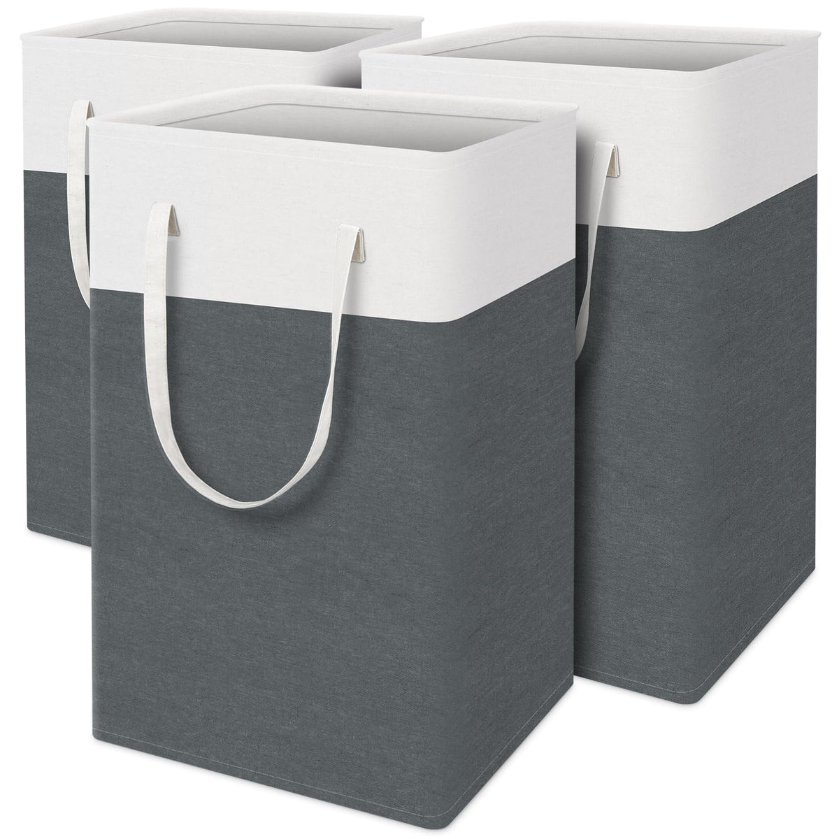 TasticTotes Laundry Basket 3-Pack, Laundry Hamper, 75L-Grey