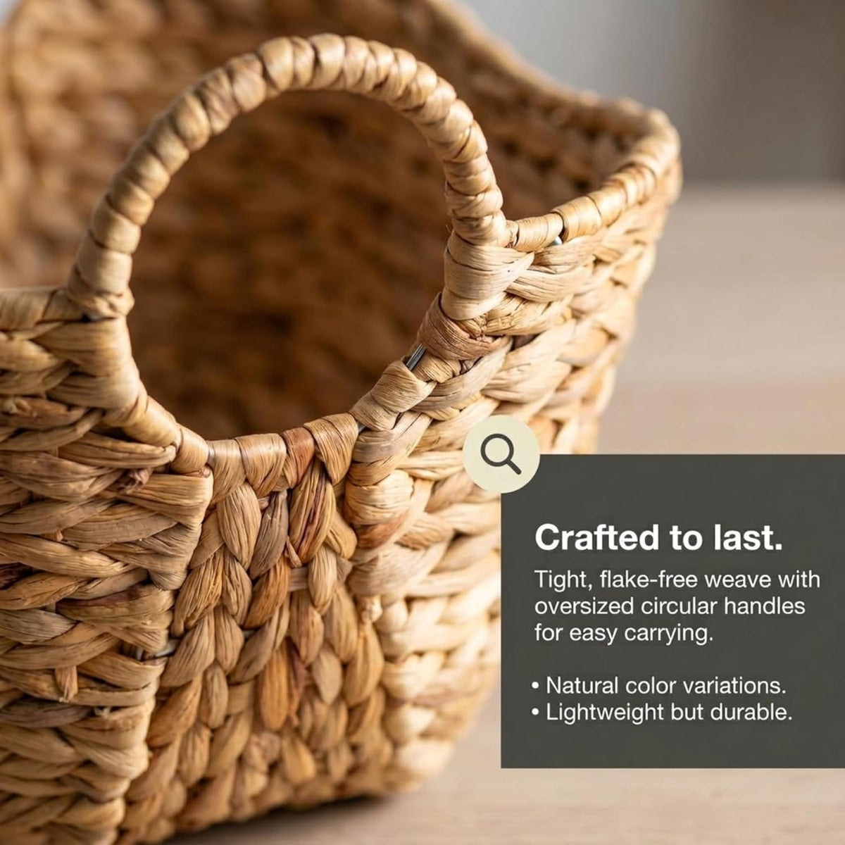 Household Essentials Water Hyacinth Basket with Handles