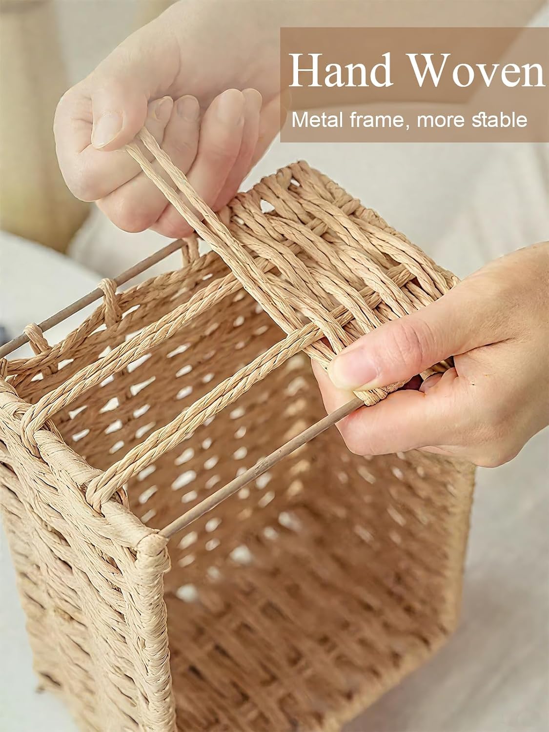 Amaredom Floral Wicker Baskets, Handwoven Multi-size 3-Pack Storage Baskets