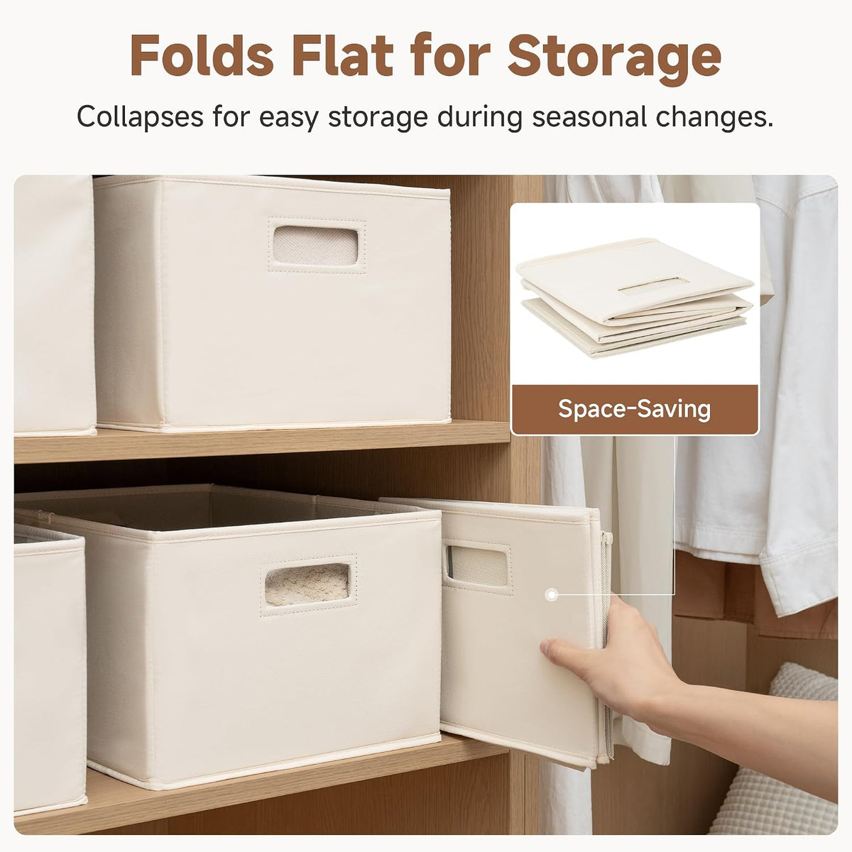 StorageWorks Fabric Storage Bins for Shelves, Large, 4-Pack, Ivory