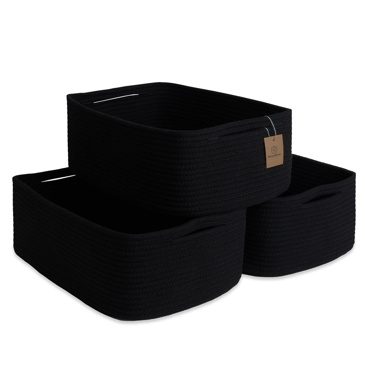 Woven Rope Baskets for Organizing, 3 Pack, 15.5 x 11 x 5.5" Storage Bins