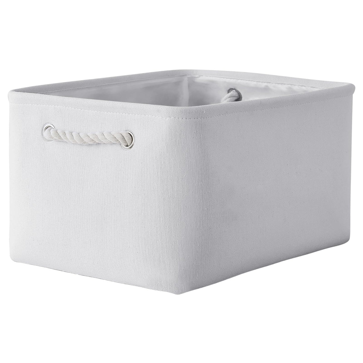 TheWarmHome Storage Basket for Organizing - 14x10x7 inch Medium 3 Pack Collapsible Storage Bin for Shelves with Handles, Canves Storage Box for Organizer Cubes Cloth Gift Toy Closet (White & Khaki)