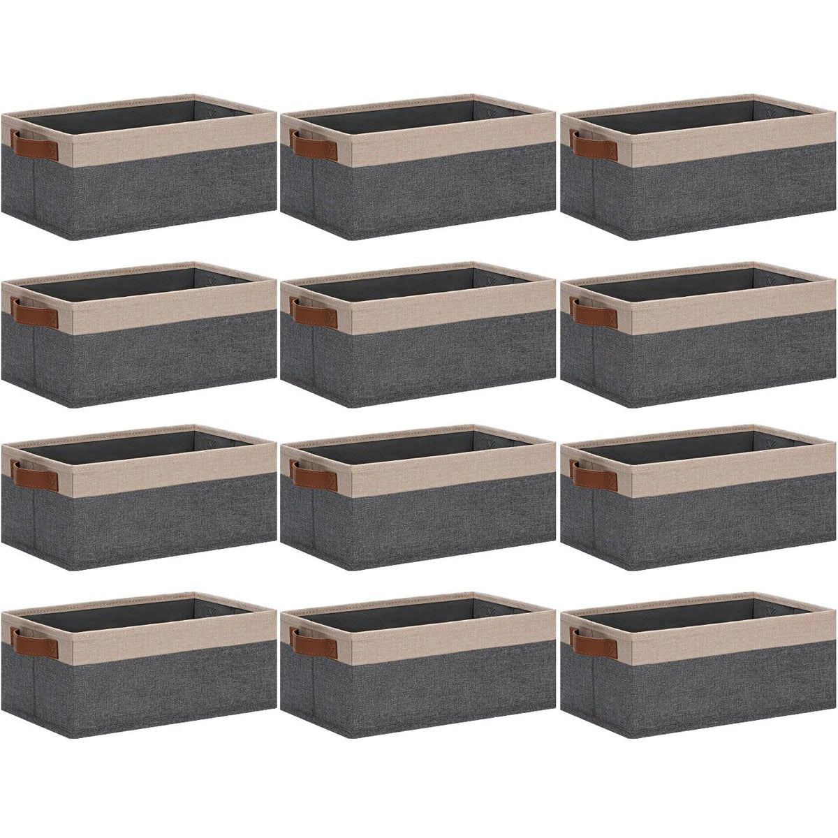 GhvyenntteS Small Fabric Storage Bins with Handles 6 Pack, 11.8" x 7.87" x 5.11" Storage Baskets for Shelves, Baskets for Organizing Clothes Underwear Socks Hats DVDs (Grey/White)