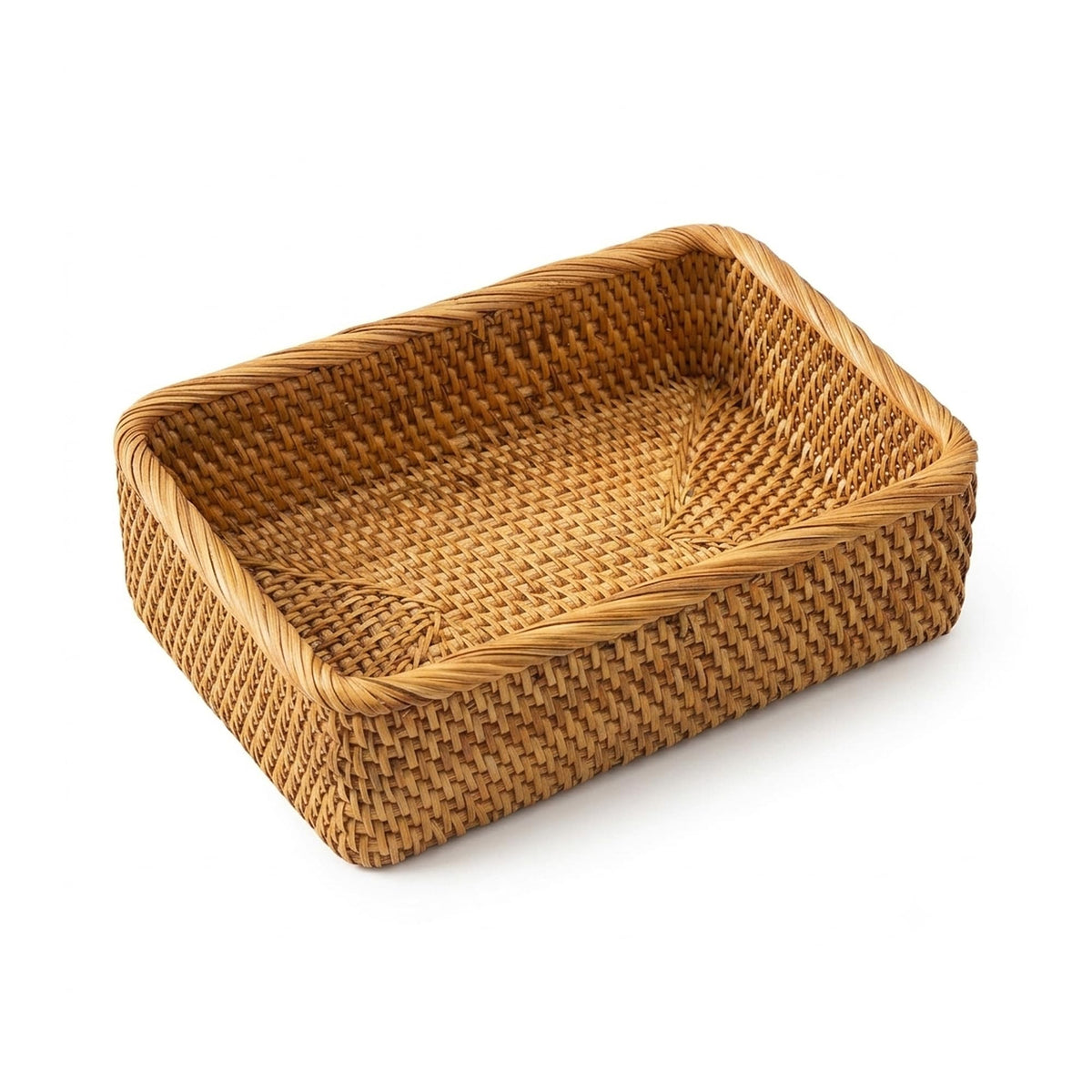 Yangqihome Natural Rattan Storage Baskets, Rectangular Woven Fruit Baskets, Decorative Wicker Basket and Small Baskets for Organizing (Set of 3)