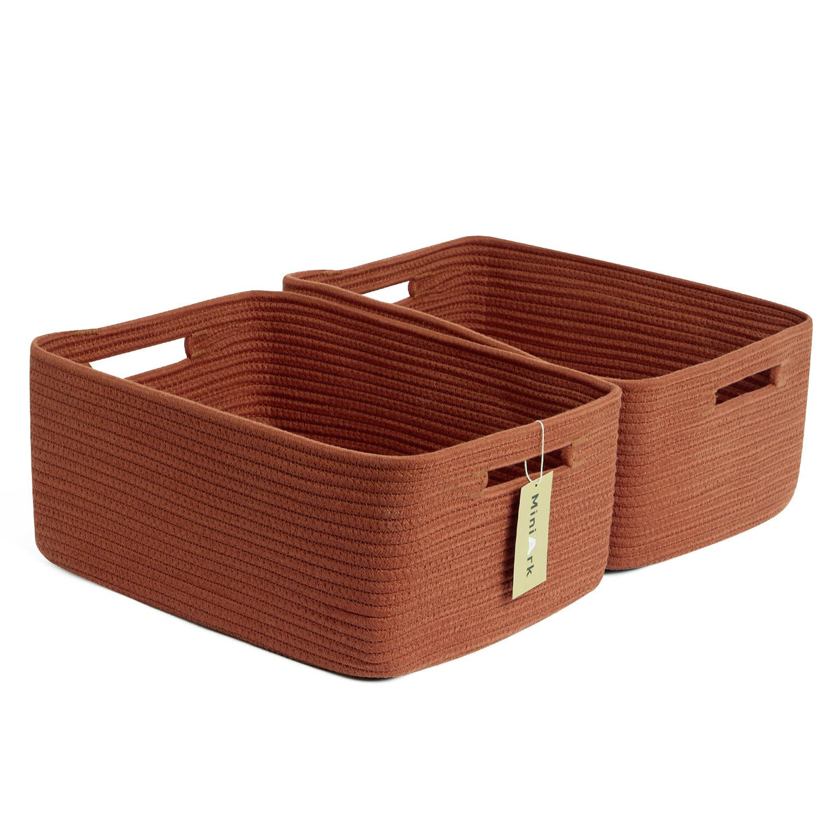 MiniArk Large Storage Baskets for Organizing, 17 x 13 x 7.5” Closet Shelf Baskets for Clothes Blanket Towels, Baby Nursery, Toy Bins Box, Woven Rope Baskets, 4 Packs Mixed Brown