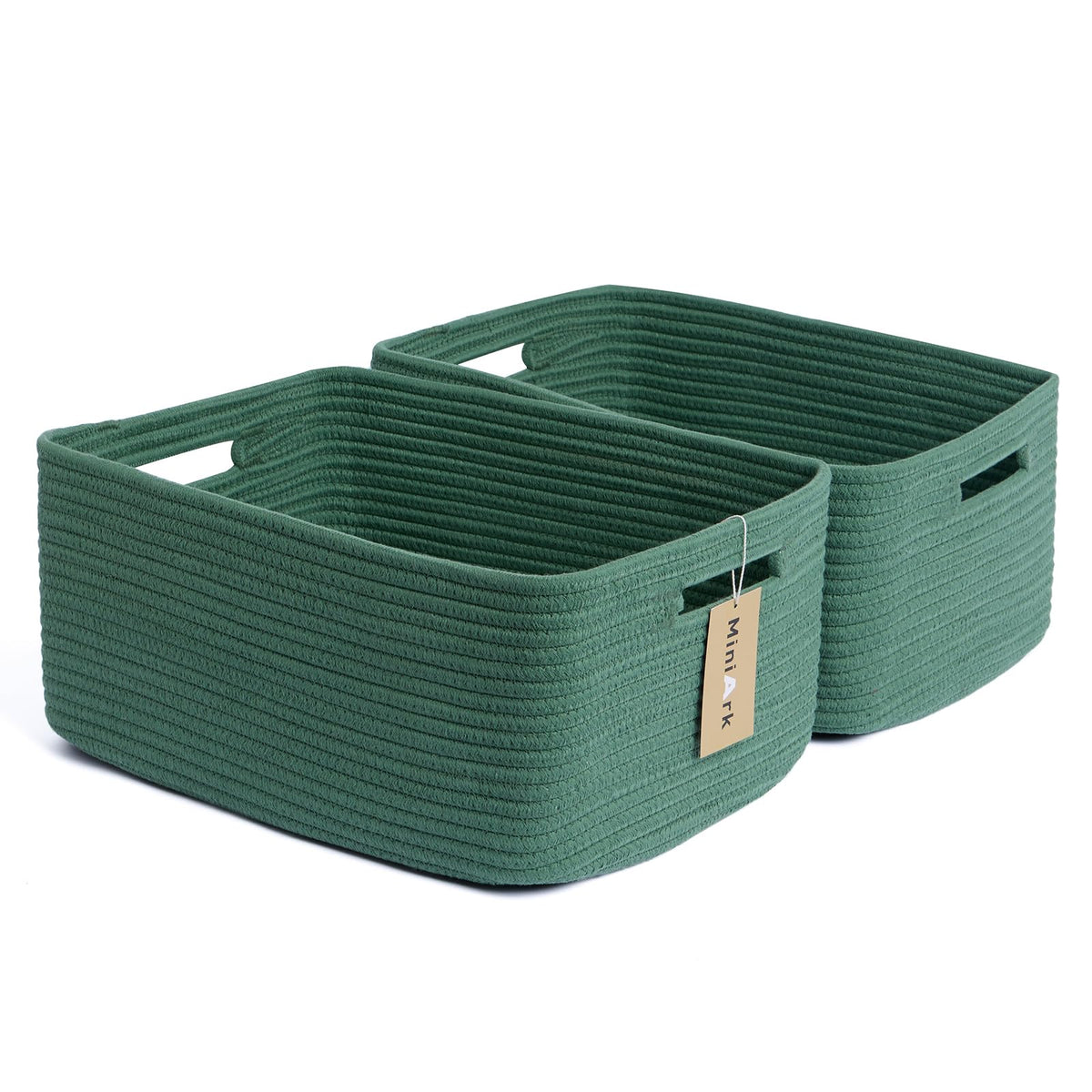 MiniArk Large Storage Baskets for Organizing, 17 x 13 x 7.5” Closet Shelf Baskets for Clothes Blanket Towels, Baby Nursery, Toy Bins Box, Woven Rope Baskets, 4 Packs Mixed Brown