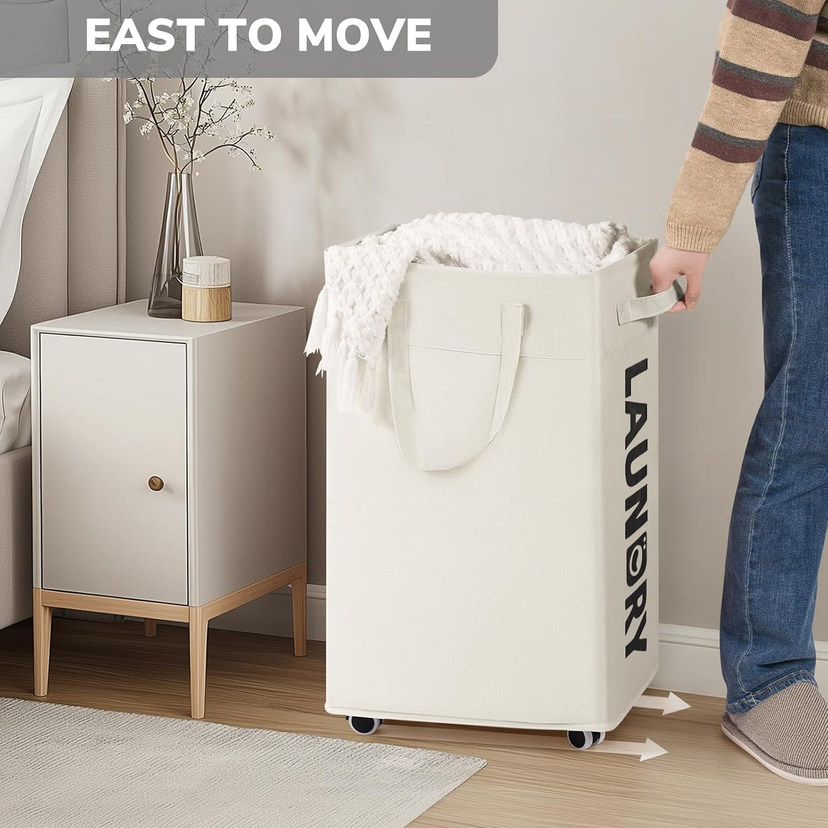 Goodpick 75L Laudnry Basket with Wheels & Removable Wash Bag for Dorm