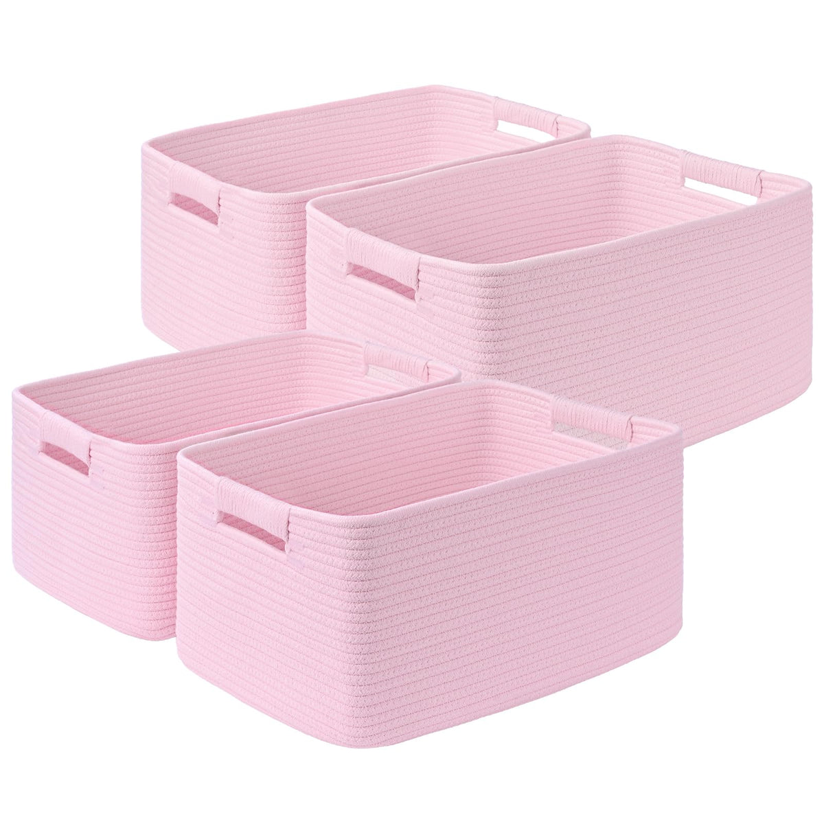 2 Pack Large Storage Basket for Organizing, 17.5"x13"x7" Woven Basket for Shelves, Closet Cube Storage Bins with Wrapped Handle, Cotton Rope Baskets for Kitchen, Clothes, Toys(Off White & Brown)