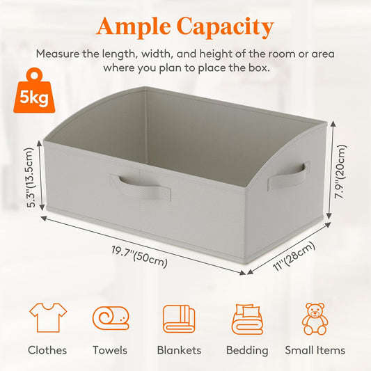 Lifewit Trapezoid Closet Storage Bin for Shelf, 6 Packs 23L, Light Gray