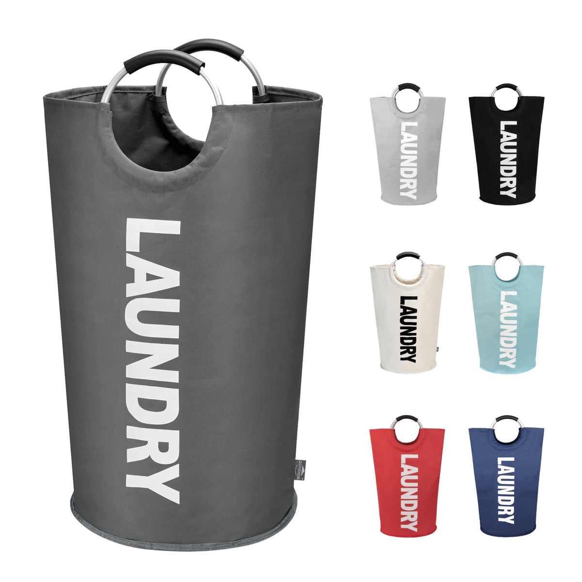 DOKEHOM 125L X-Large Laundry Basket Bag, Collapsible Tall Hamper, Dark Blue