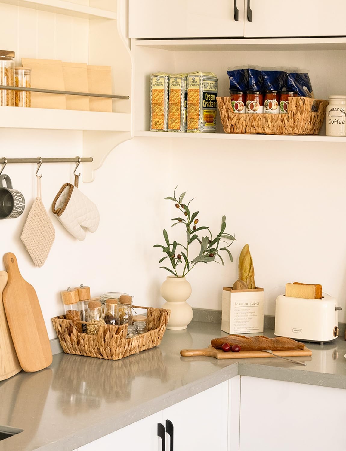 StorageWorks Pantry Baskets for Organizing, Storage Baskets, Water Hyacinth