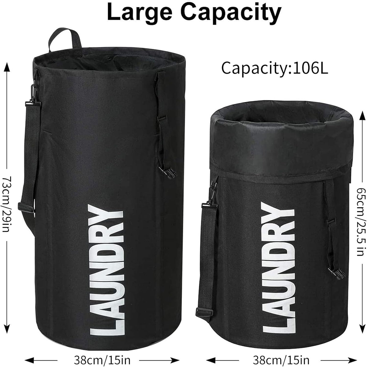 Chrislley 106L Collapsible Laundry Basket, Laundry Backpack, Laundry Bag