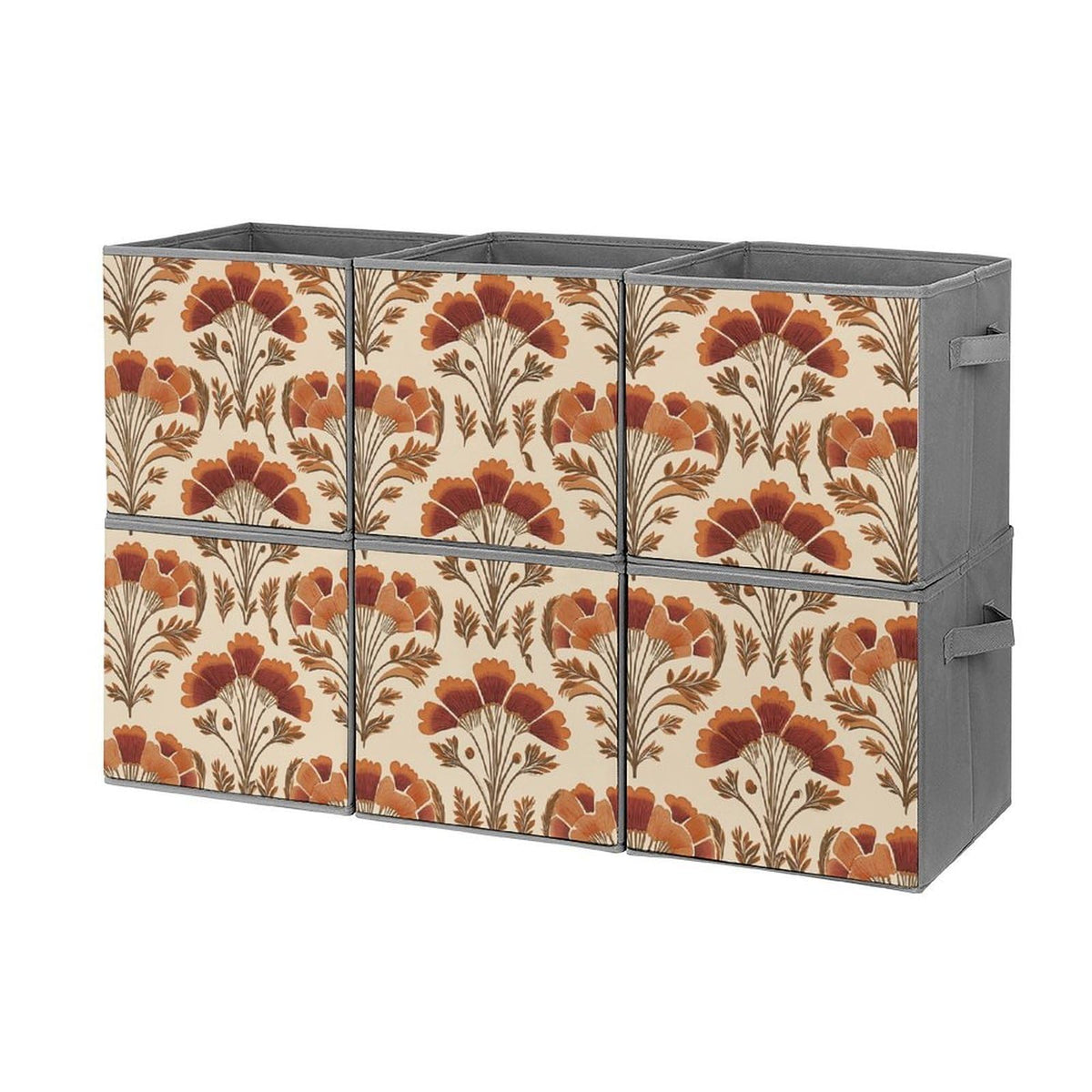6 Printed Foldable Storage Cubes, 10.6 Inch Sturdy Collapsible Fabric Bins with Handles