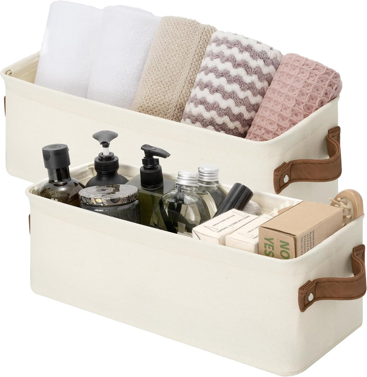 StorageWorks Narrow Storage Bins, Toilet Paper Storage, Natural, 2-Pack