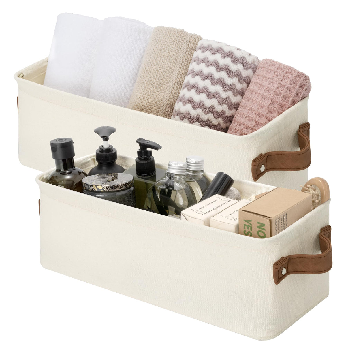 StorageWorks Narrow Storage Bins, Toilet Paper Storage, Natural, 2-Pack