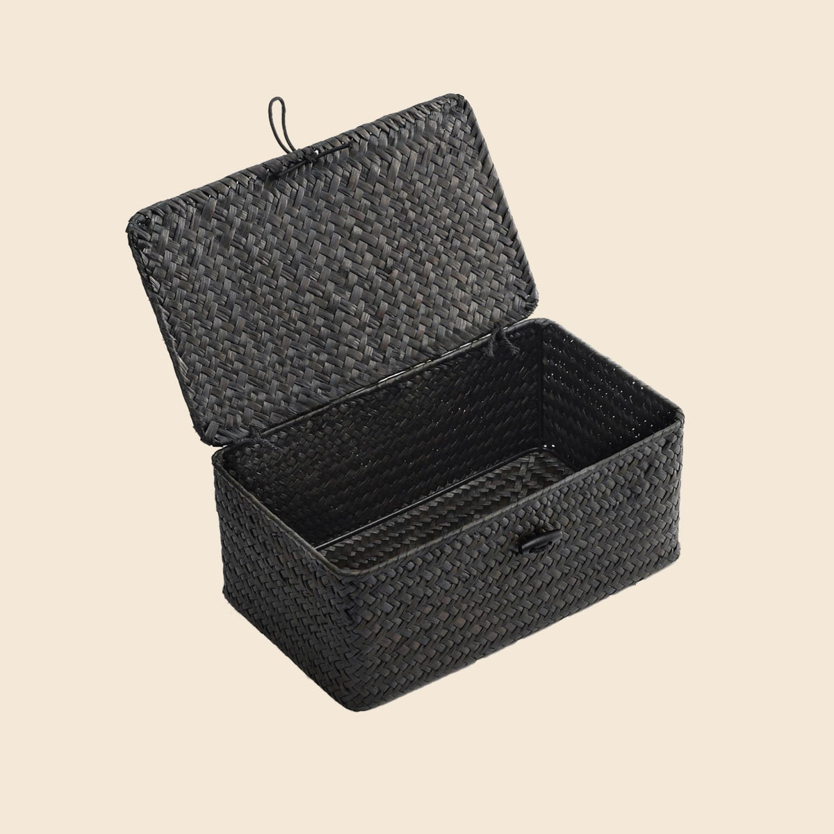 Nonam Wicker Storage Basket with Lid,Seagrass Shelf Basket Set of 3,Nautral