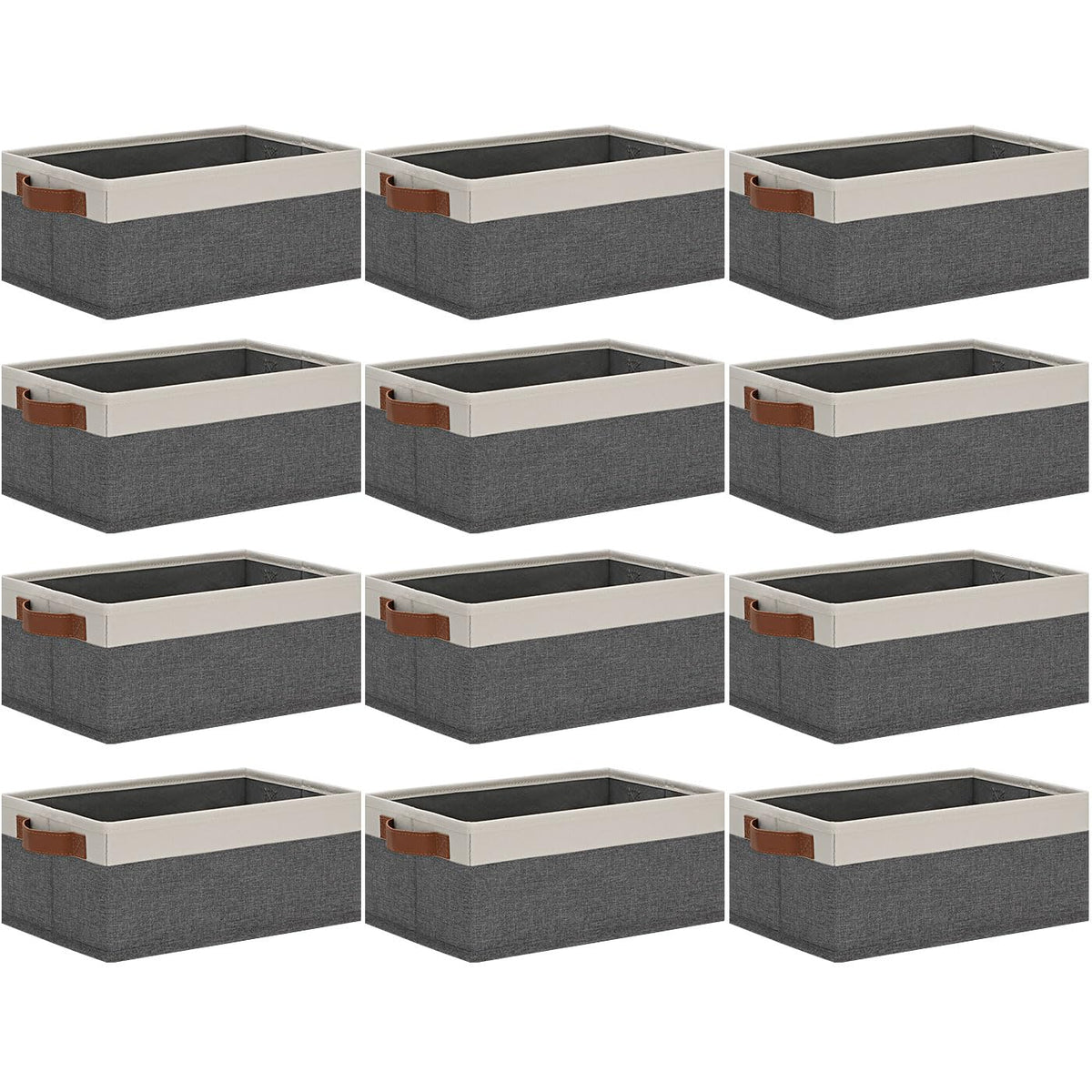 GhvyenntteS Small Fabric Storage Bins with Handles 6 Pack, 11.8" x 7.87" x 5.11" Storage Baskets for Shelves, Baskets for Organizing Clothes Underwear Socks Hats DVDs (Grey/White)