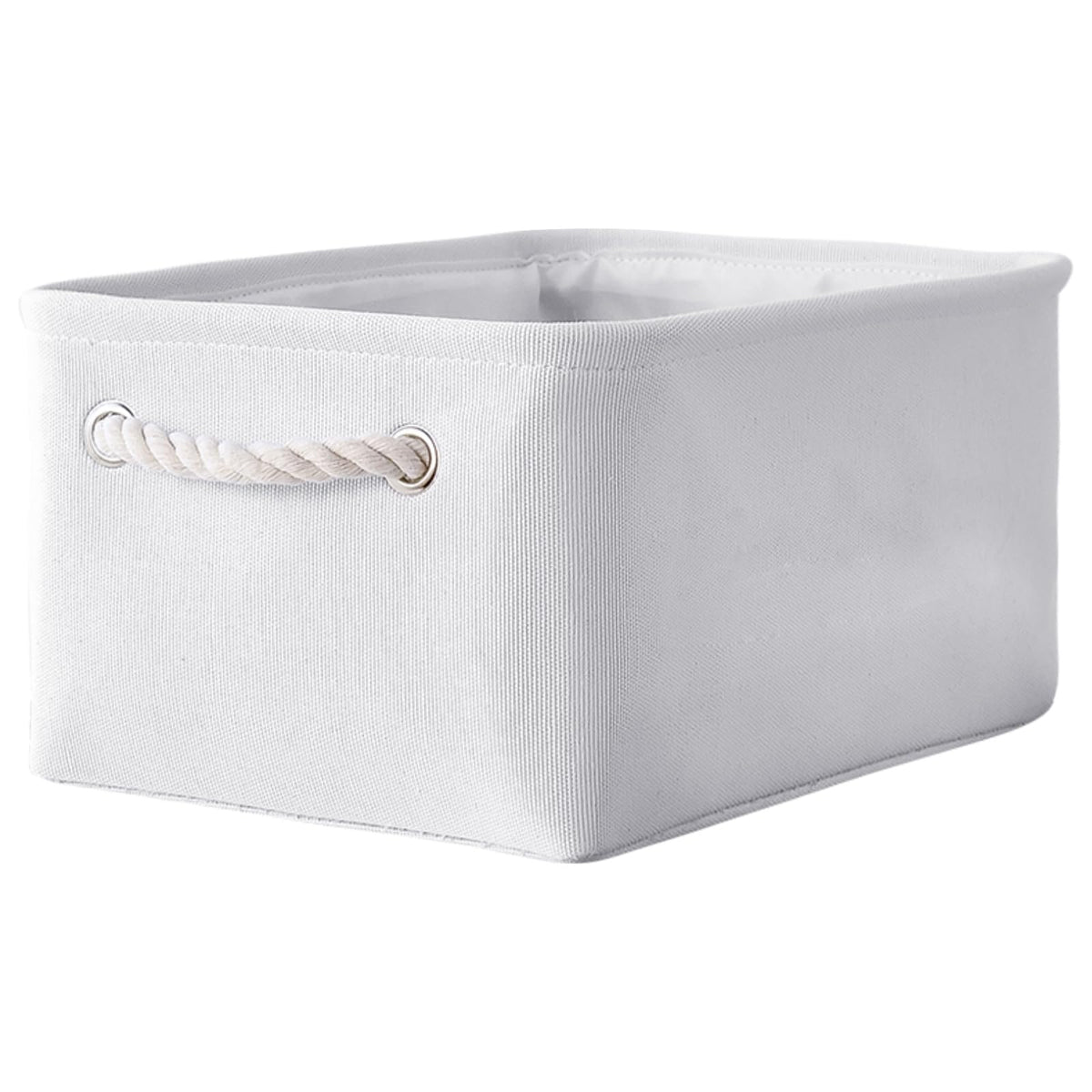 TheWarmHome Storage Basket for Organizing - 14x10x7 inch Medium 3 Pack Collapsible Storage Bin for Shelves with Handles, Canves Storage Box for Organizer Cubes Cloth Gift Toy Closet (White & Khaki)