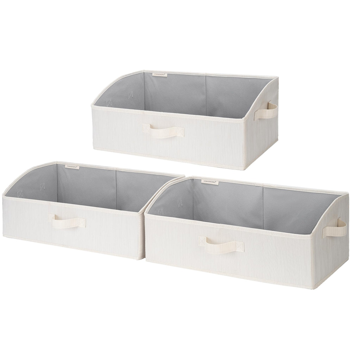StorageWorks Closet Storage Bins Trapezoid, Gray, Large, 3-Pack