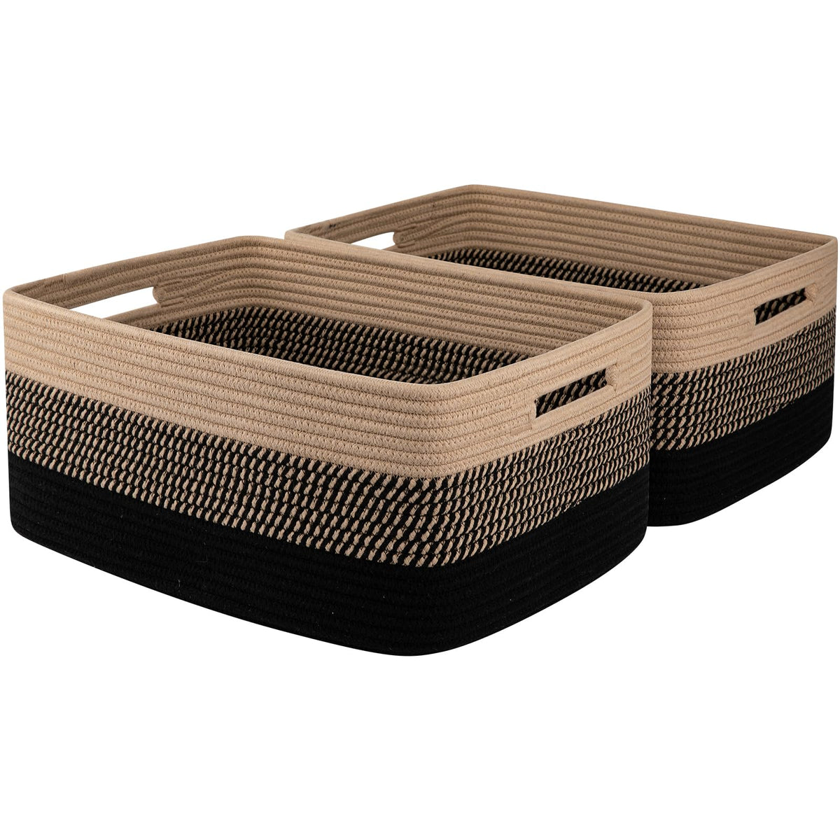 OIASKET Large Storage Basket for Organizing, Woven Rope Basket for Shelves, Closet Organizer Bins for Clothes, Blanket, Toys, Baby Nursery Storage, 17.7" x 13" x 7.87", 2 Packs Gradient Yellow