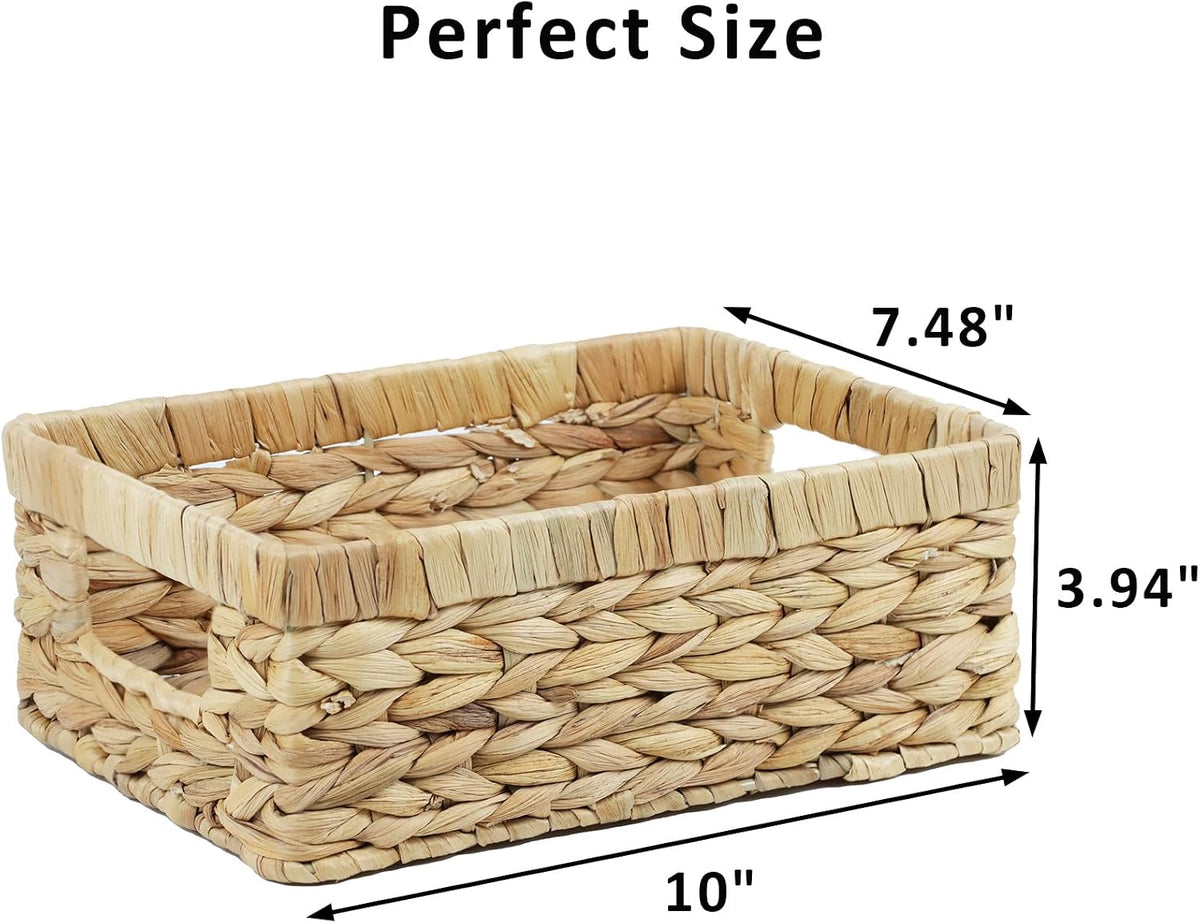 Wicker Baskets, Water Hyacinth Baskets for Organizing, Rattan Woven Baskets